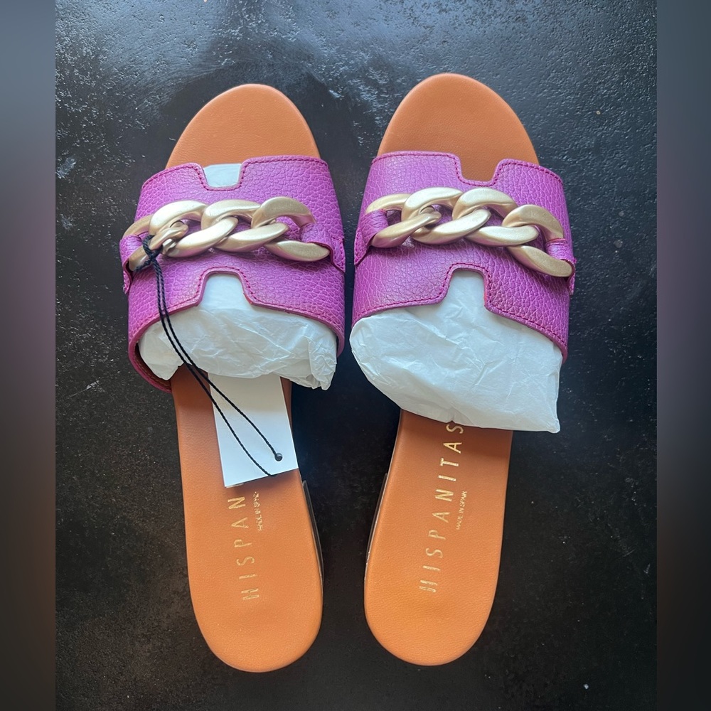 NWT Spanish Orchid Purple Chain Link Sandals